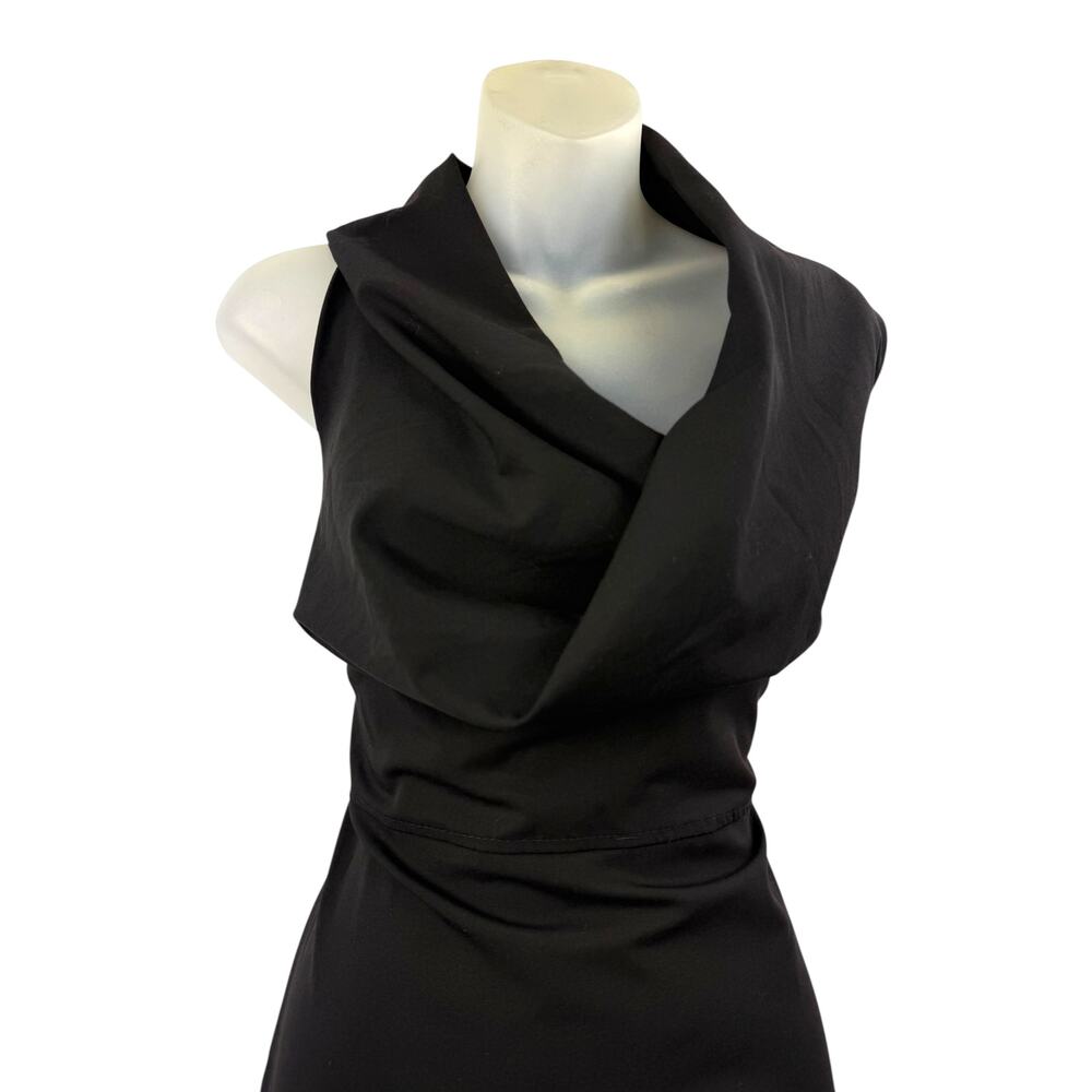 ❌SOLD❌Vintage Made in Italy by LOLITA abstract cowl neck black fitted dress - Picture 5 of 8